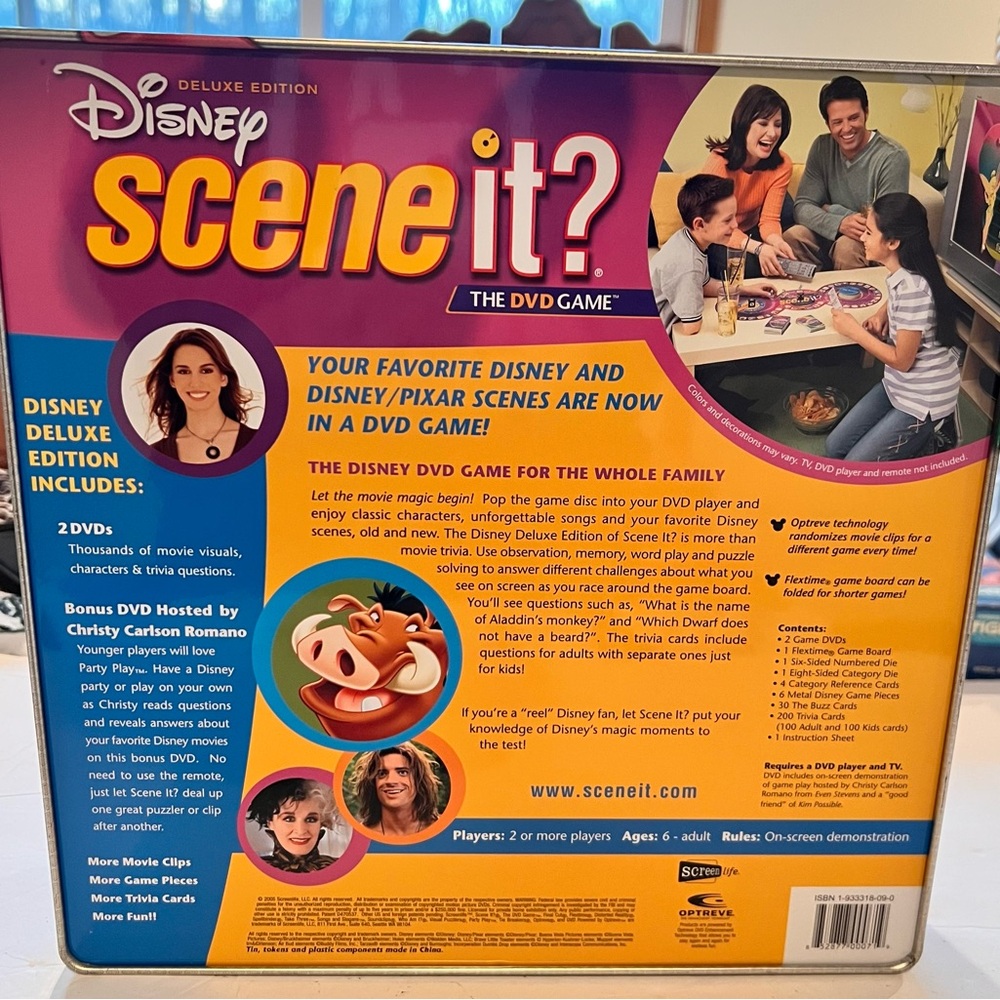 Disney Scene It? Deluxe Edition 2 DVD Board Game 2005 W/Collectors Tin - Picture 2 of 7